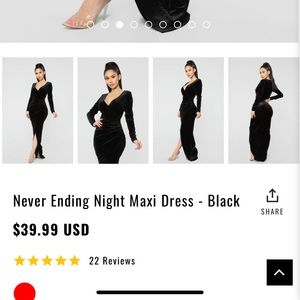 Dresses - Black velvet dress maxi FASHION nova Dresses - Black velvet dress maxi FASHION nova